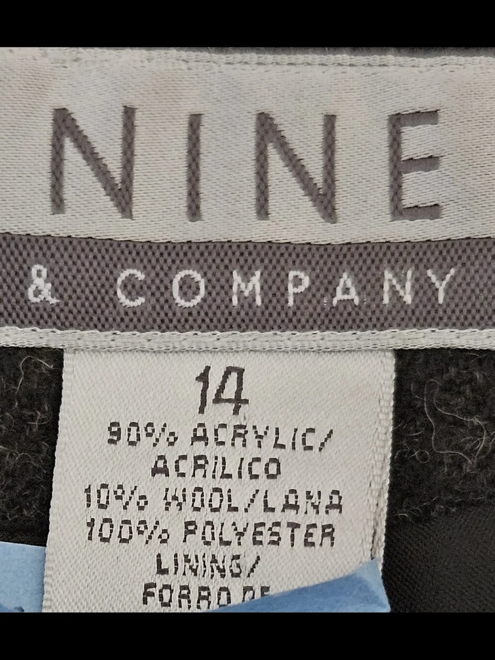Vintage 90s Nine & Co Charcoal Gray Wool Blend Lined Maxi Skirt Fringe Hem Sz 14
